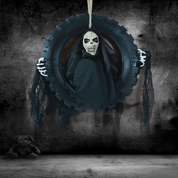 Halloween Hanging Skeleton Red Eyes and Scream - The Write Stuff