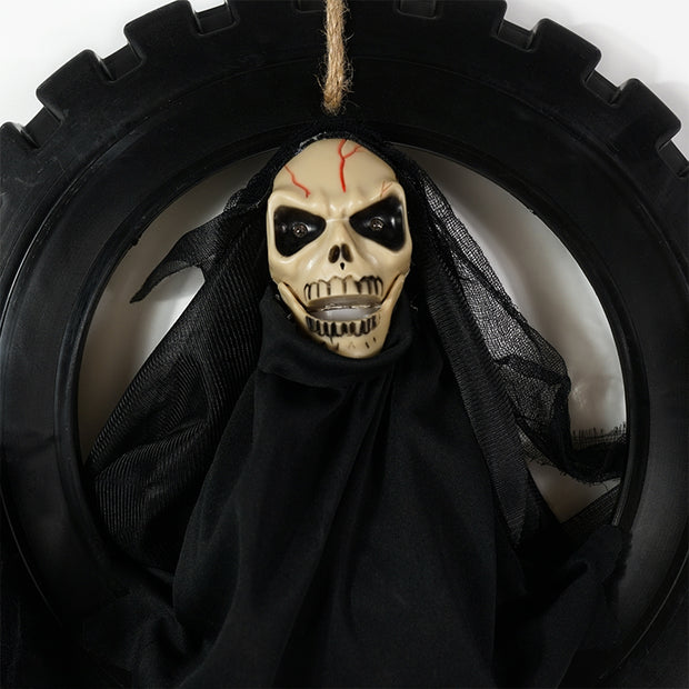Halloween Hanging Skeleton Red Eyes and Scream - The Write Stuff