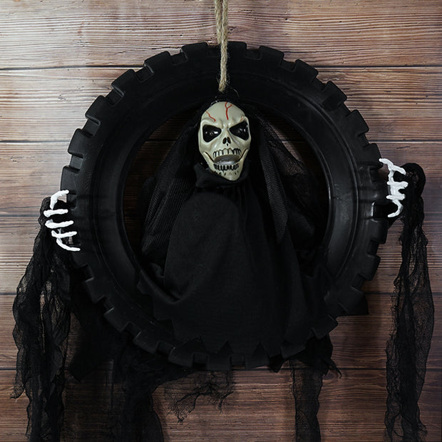 Halloween Hanging Skeleton Red Eyes and Scream - The Write Stuff