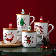 Christmas Ceramic Mug With Wooden Lid