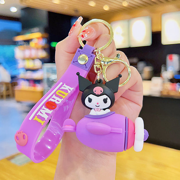 Keychain - Kuromi & Hello Kitty Flying Airplane