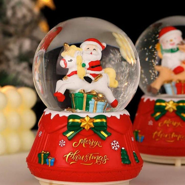 Christmas Musical snow globe with Santa Riding Unicorn