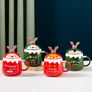 Xmas Ceramic Mug With Reindeer Spoon