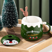 Xmas Ceramic Mug With Reindeer Spoon