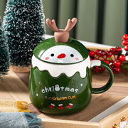 Xmas Ceramic Mug With Reindeer Spoon