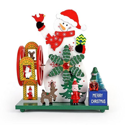 Christmas Wooden Wind Up Musical Box With Moving Ferris Wheel