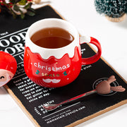 Xmas Ceramic Mug With Reindeer Spoon