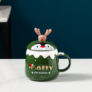 Xmas Ceramic Mug With Reindeer Spoon