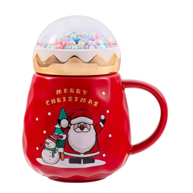 Santa Christmas Ceramic Mug with Bubble Lid