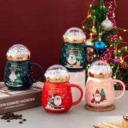 Santa Christmas Ceramic Mug with Bubble Lid