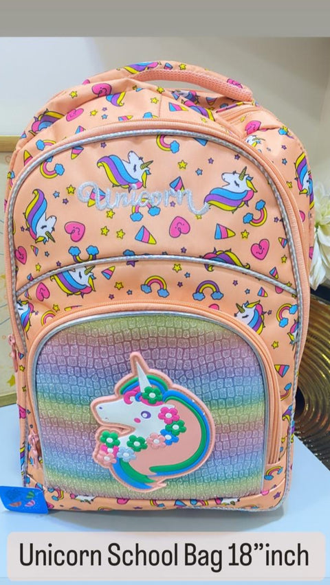 School - Back Pack Unicorn Green & Rainbow