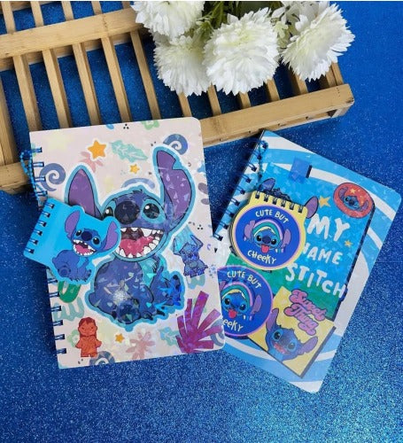 Stitch Spiral Notebook with Mini Pad – Assorted Designs with Stickers & Badge - The Write Stuff