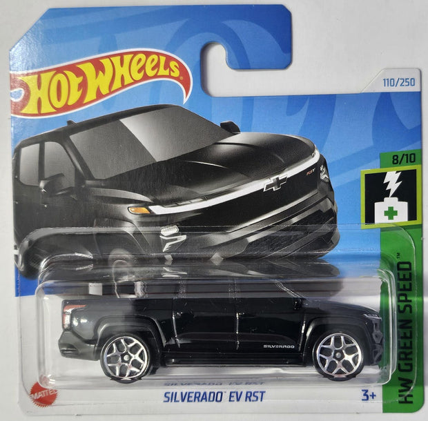 Hot Wheels 2024 Silverado EV RST – HW Green Speed 8/10 | 1:64 Scale Die-Cast Car