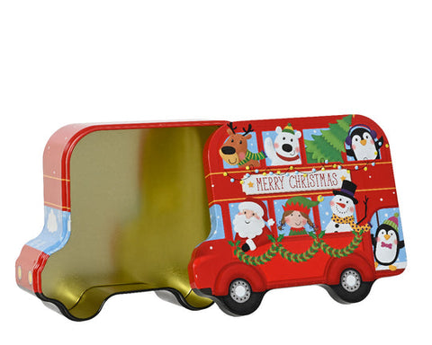 Merry Christmas Bus with Characters Storage Tin