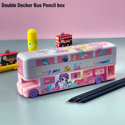 Double Decker  Bus Metal Pencil Box with Sharpener