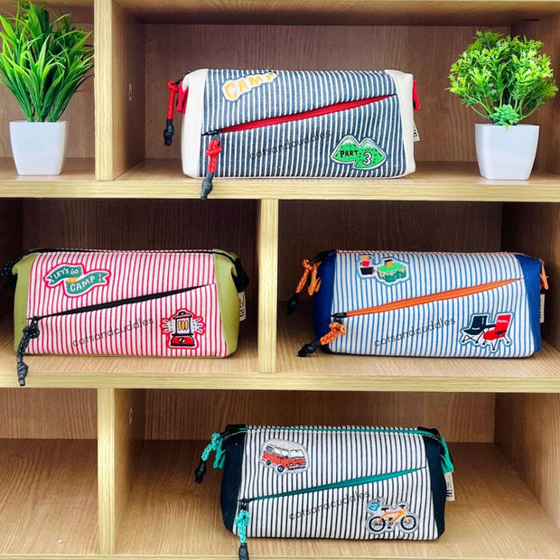 Cross Zip Design Pencil Pouch for Kids