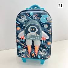 Smiggle Kids Trolley Suitcase – Space Rocket Hardtop Travel Luggage with Wheels & Handle