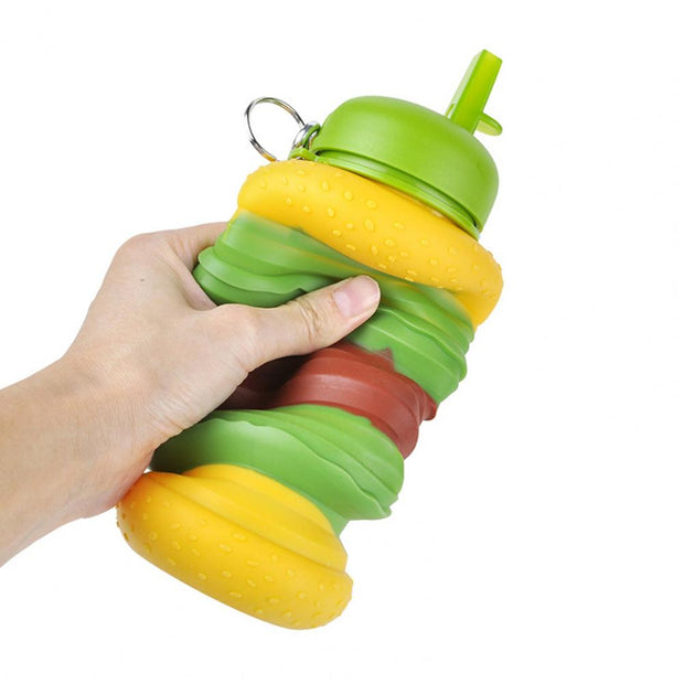 Burger Expandable 600ml Silicone Bottle for Kids - The Write Stuff