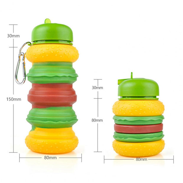 Burger Expandable 600ml Silicone Bottle for Kids - The Write Stuff