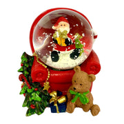 Christmas Snow Globe – Cute Bear & Santa Figurine in Red & Green