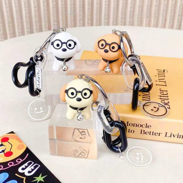 Keychain -  Puppy with Glasses