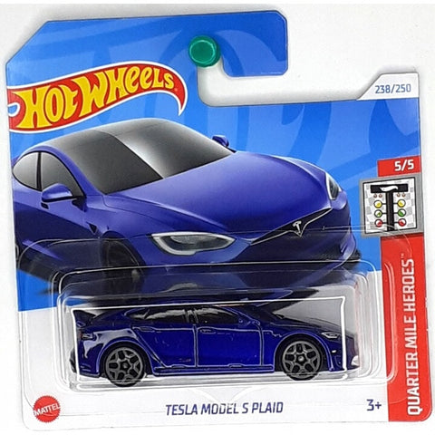 Hot Wheels Tesla Model S Plaid (Blue) | Quarter Mile Heroes | 1:64 Scale Die-Cast Car | Ages 3+ by Small CLAP