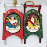 Wooden Santa Sleigh Hanging Christmas Decoration