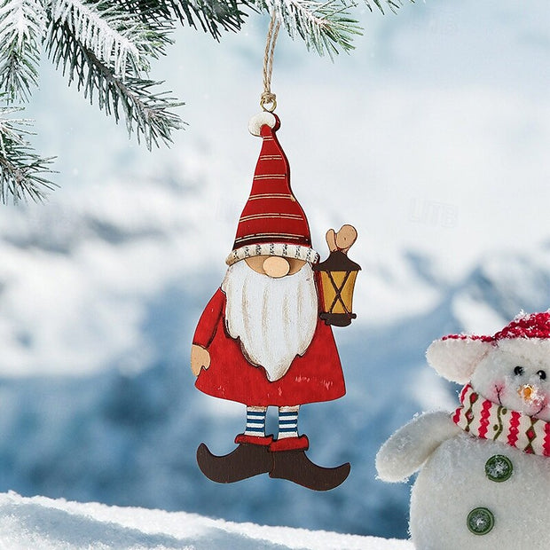 Wooden Hanging Decoration Santa Claus Gnome Ornament - The Write Stuff