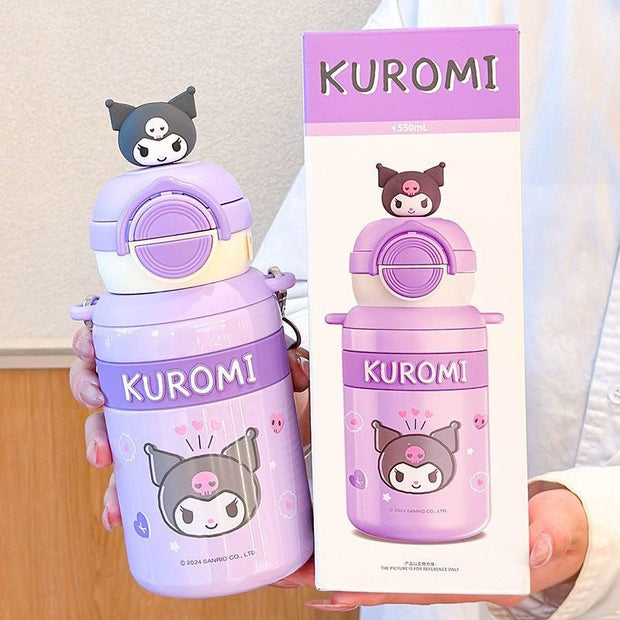 Kuromi & Cinnamoroll 2 in 1 Cap Water Bottle - 550ml