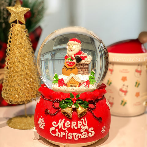 Christmas Revolving Snow Globe with Light and Music