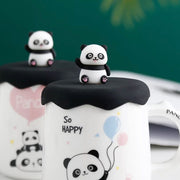 Panda Mug with silicone Lid and spoon