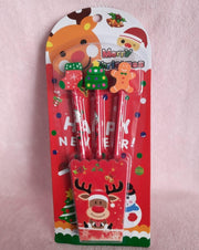 Merry Christmas Pencil & Eraser Top Set