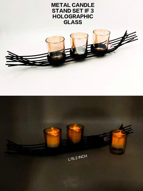 Metal Candle Stand - Set 0f 3 Candles