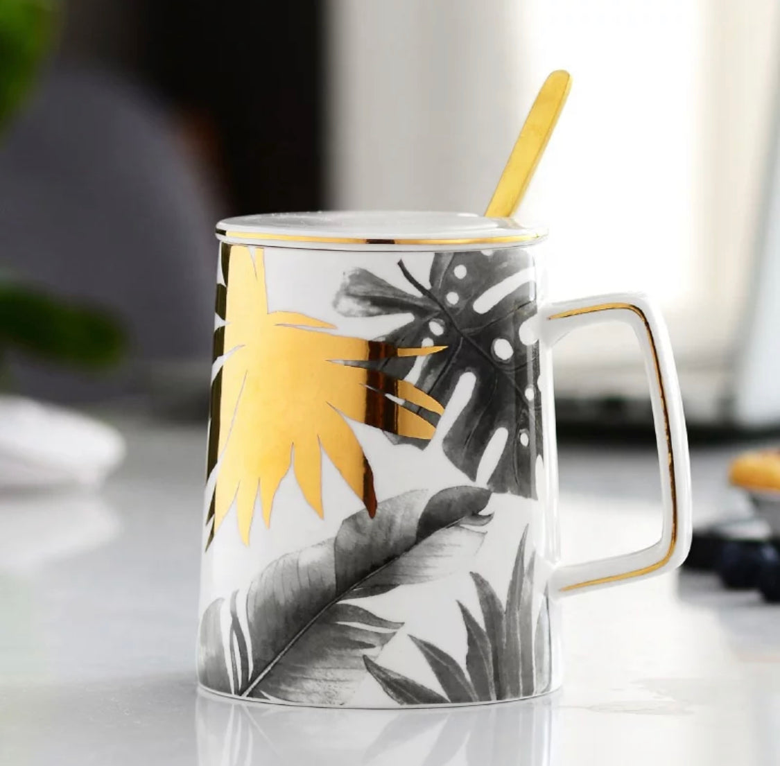 Black and Gold leaf Mug The Write Stuff