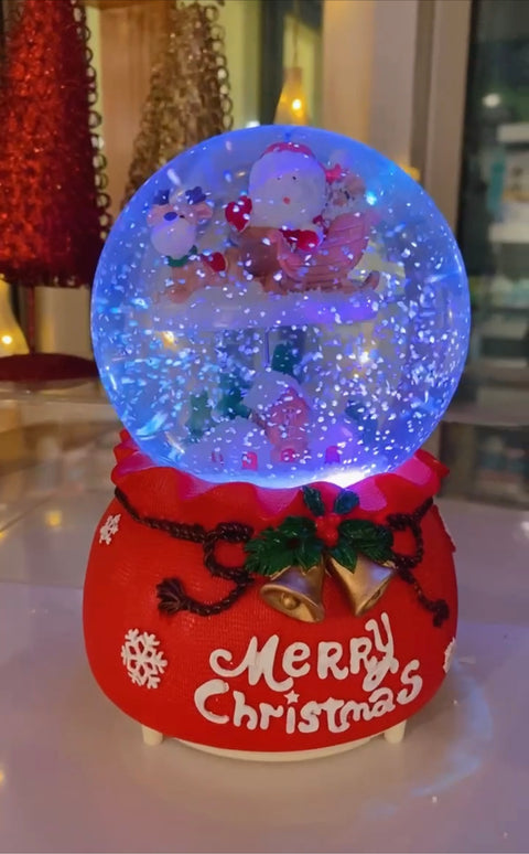 Christmas Revolving Snow Globe with Light and Music