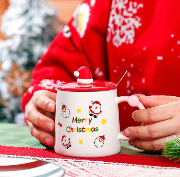 Coffee Mug with MiNi Santa cap Lid