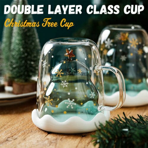 Double Wall Glass Christmas Tree Mug