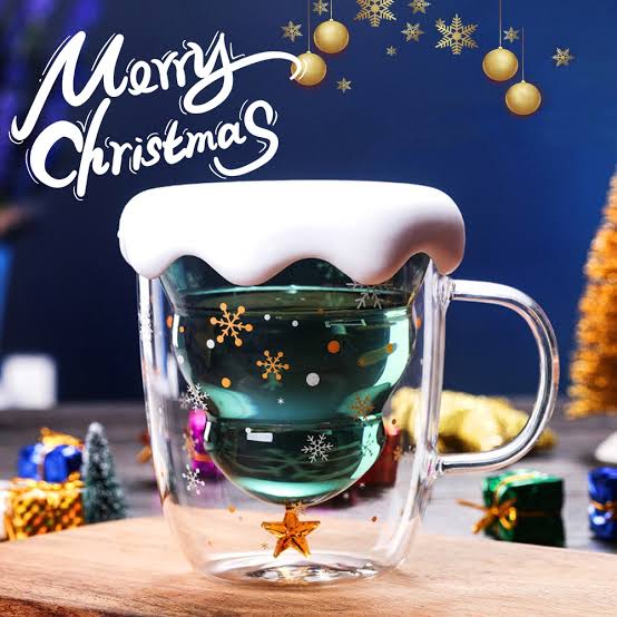 Double Wall Glass Christmas Tree Mug